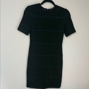 Theory Black Grid Pattern Mini Dress